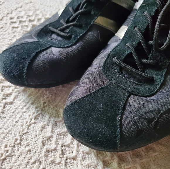 COACH Q582 Jayme Sneakers Shoes Womens Size 9.5M Black Silver Suede. F-119 - Picture 7 of 12